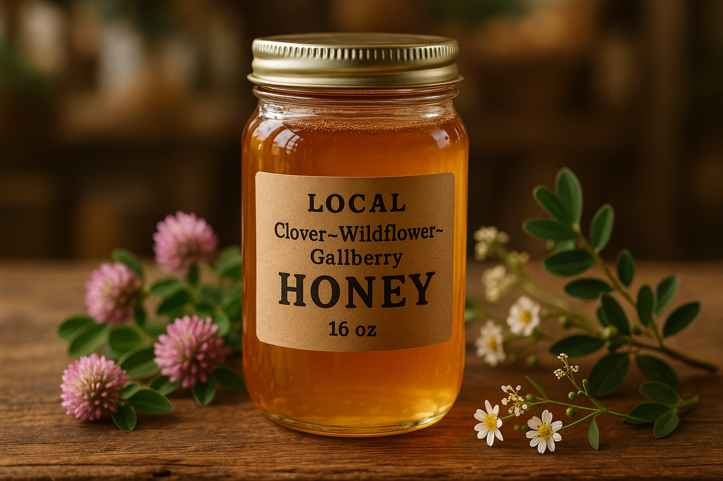 Local Clover~Wildflower~Gallberry Honey (16 oz)