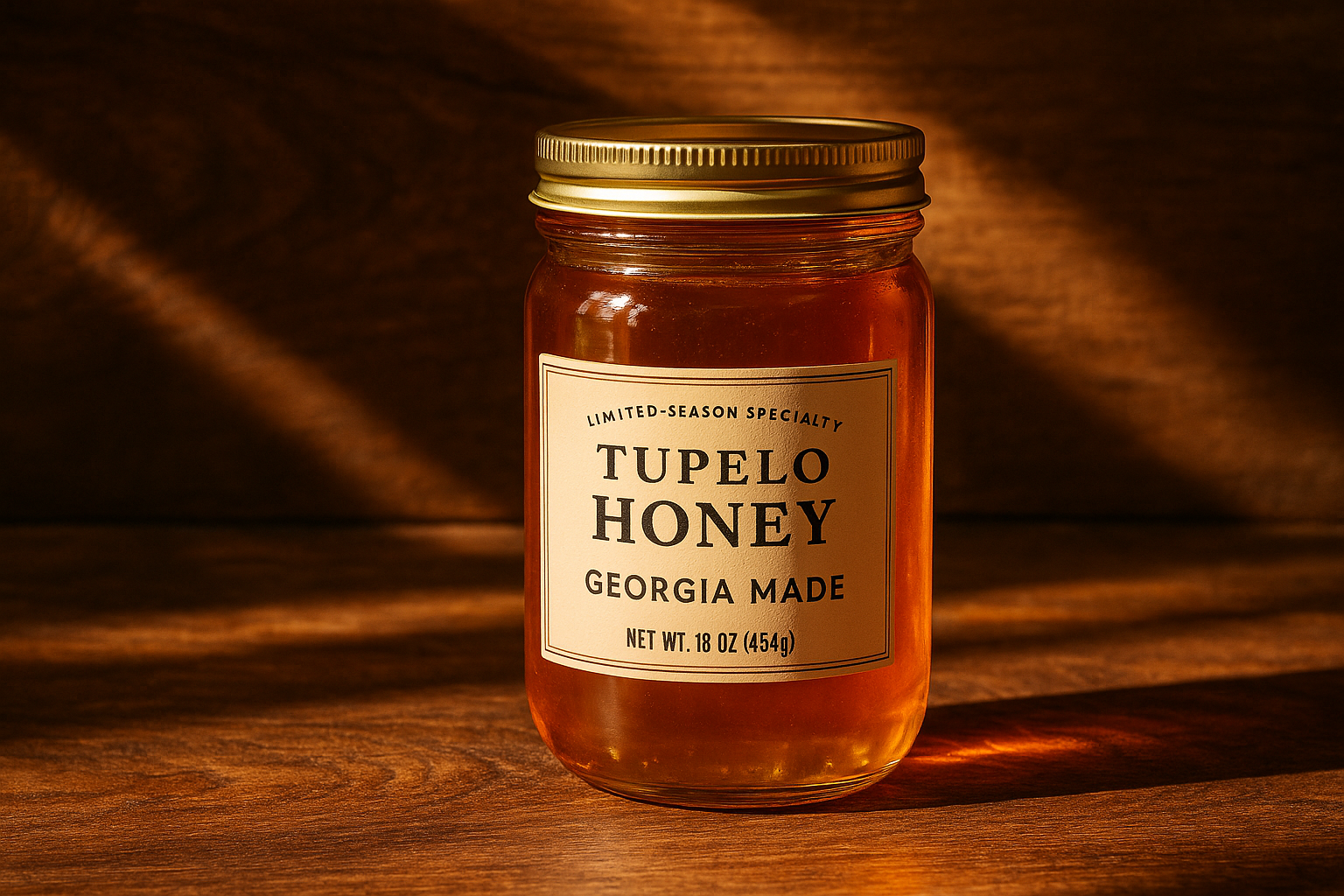Use a premium image with natural sunlight (amber tone, wood background). Market it as a “Limited-Season Specialty” — this appeals to shoppers looking for unique Georgia-made gifts or high-end pantry items.
