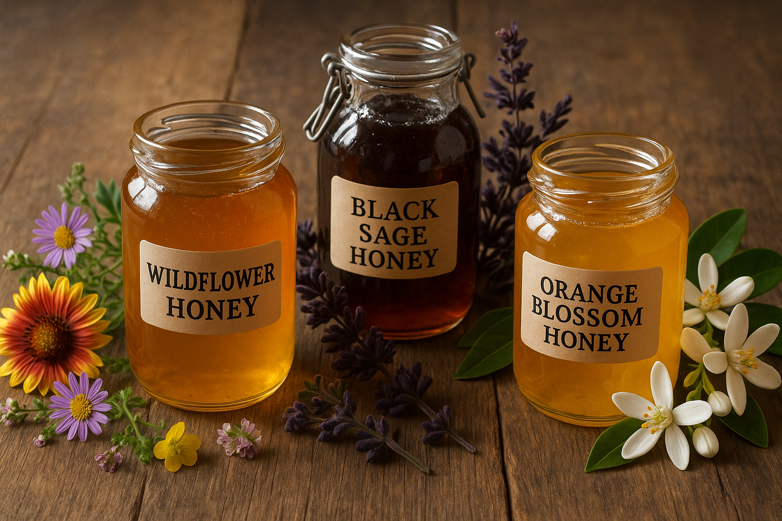 wildflower, black sage and orange blossom honey 